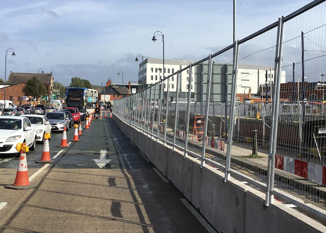 TVCB Barriers with Mesh Fencing Connected