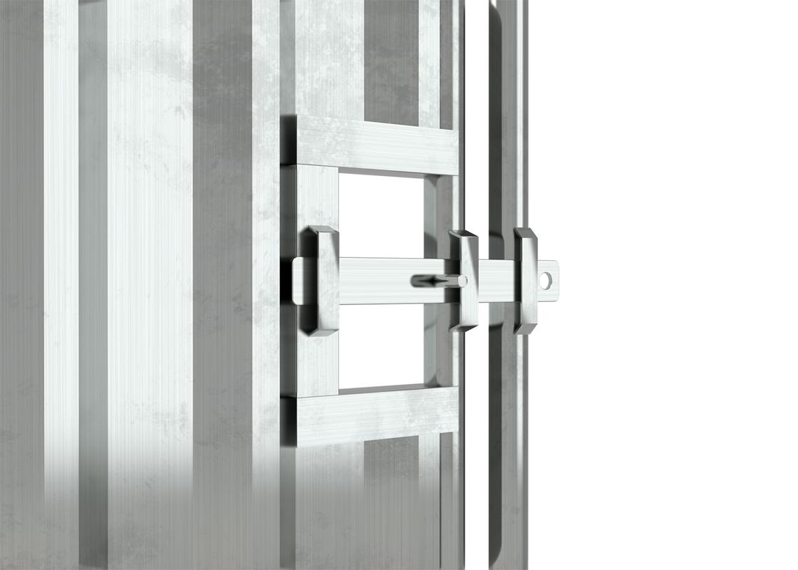 pedestrian galv hoarding gate closeup of the lock