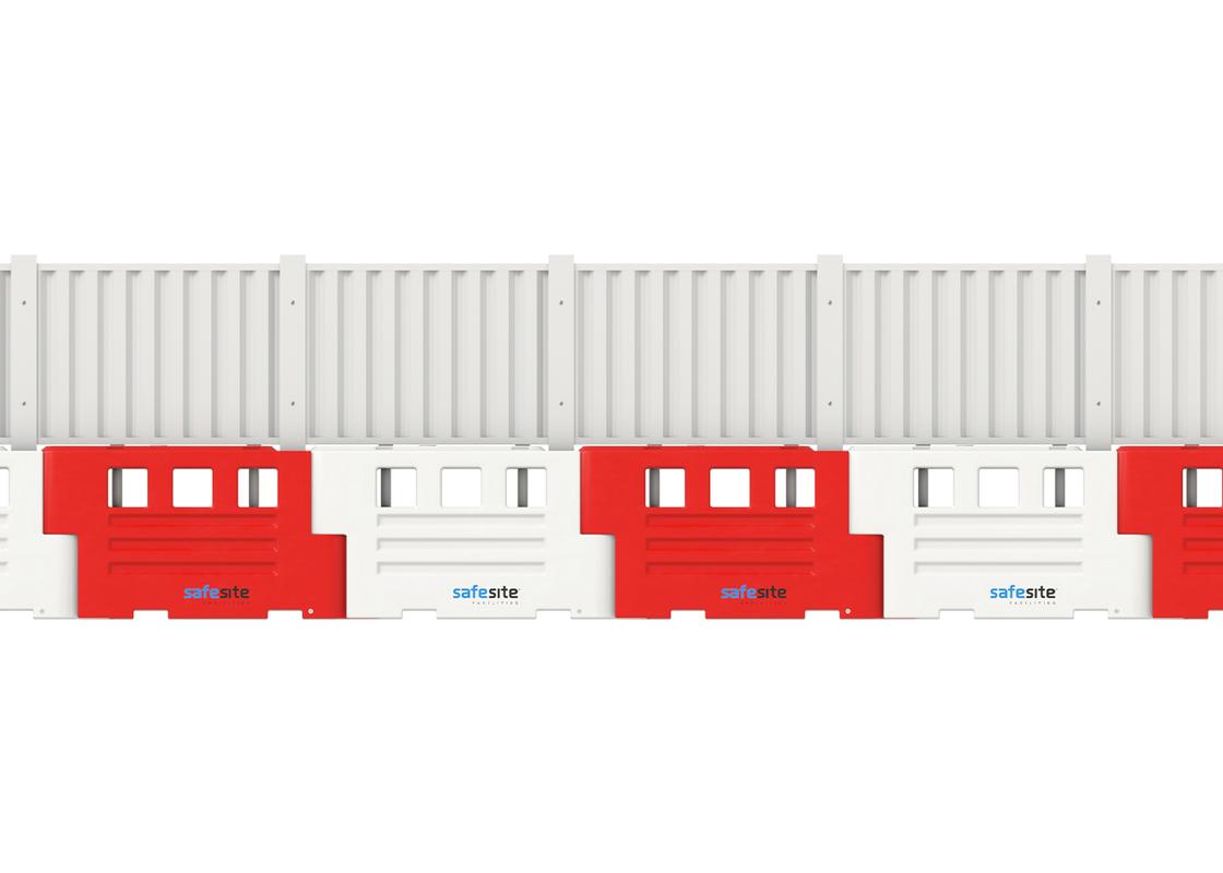 RB2000 Barriers in a line with hoarding