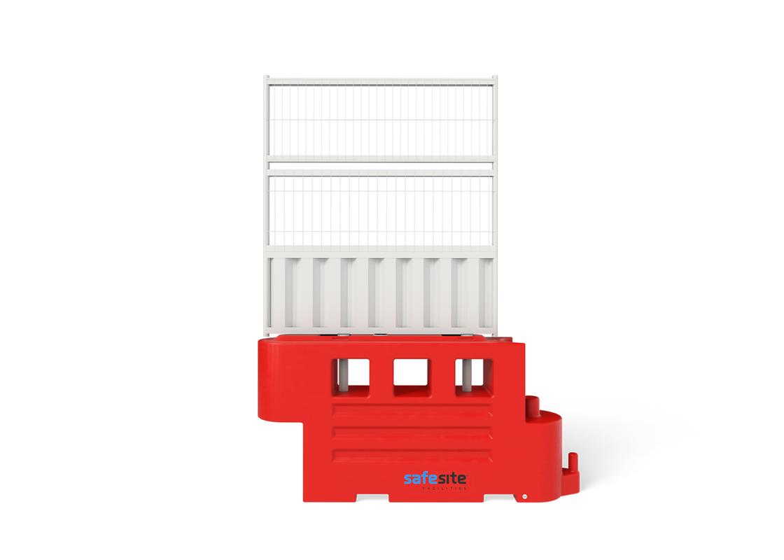 RB2000 barrier with half hoarding and half mesh and mesh extension