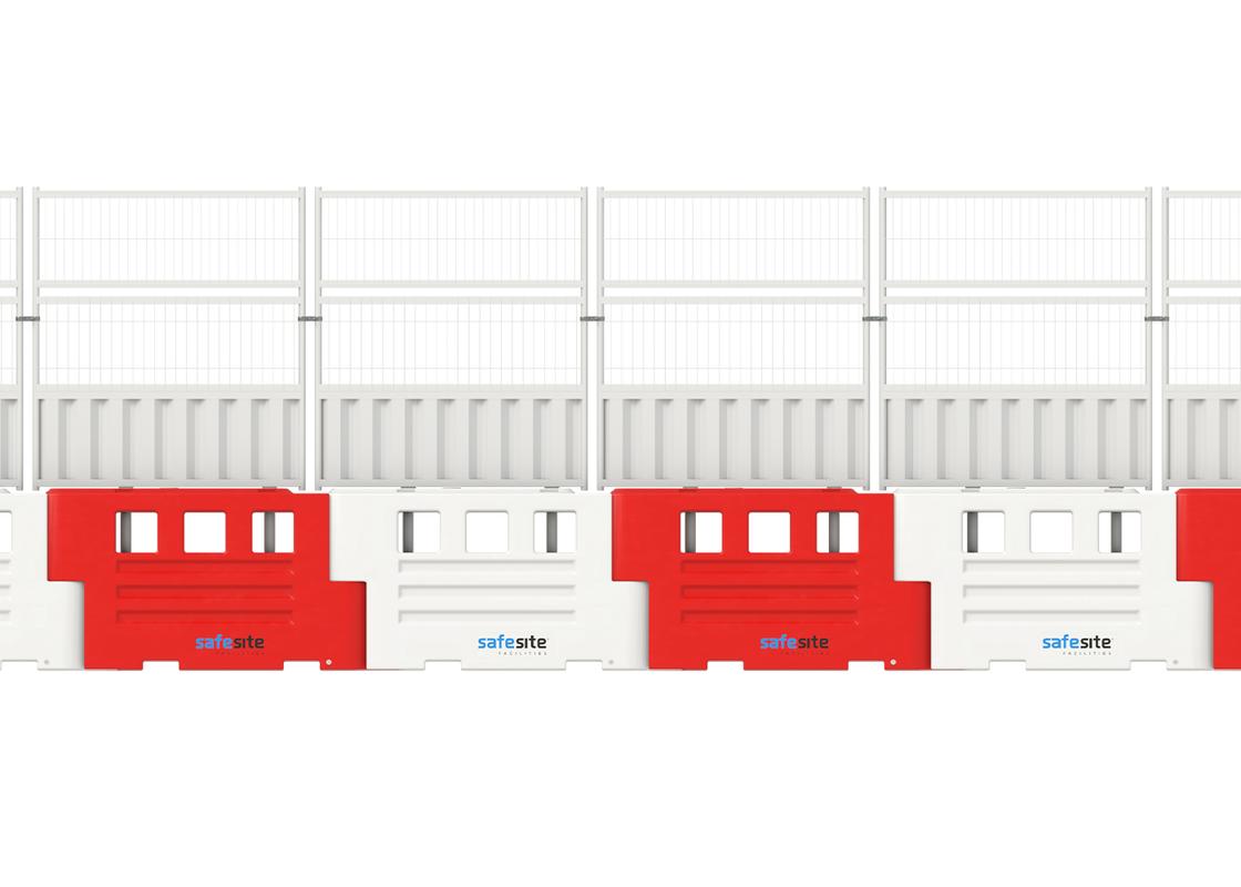 RB2000 barriers with half hoarding and half mesh and mesh extension