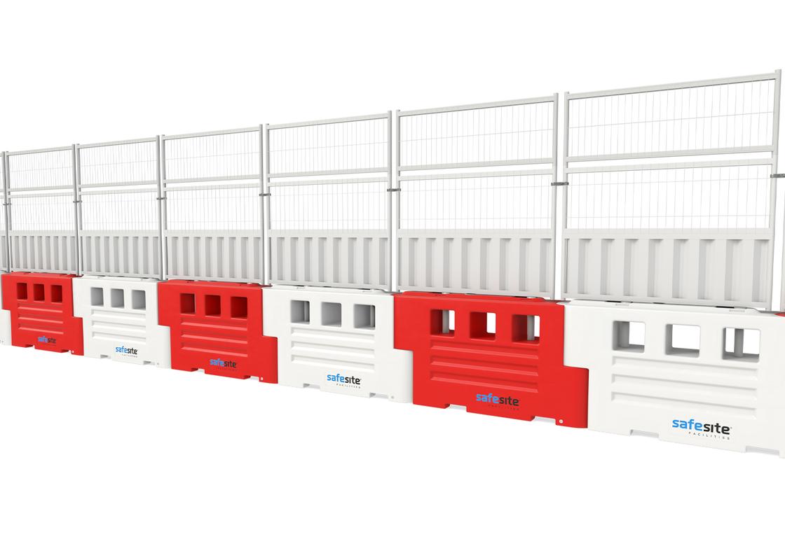 RB2000 barriers with half hoarding and half mesh and mesh extension