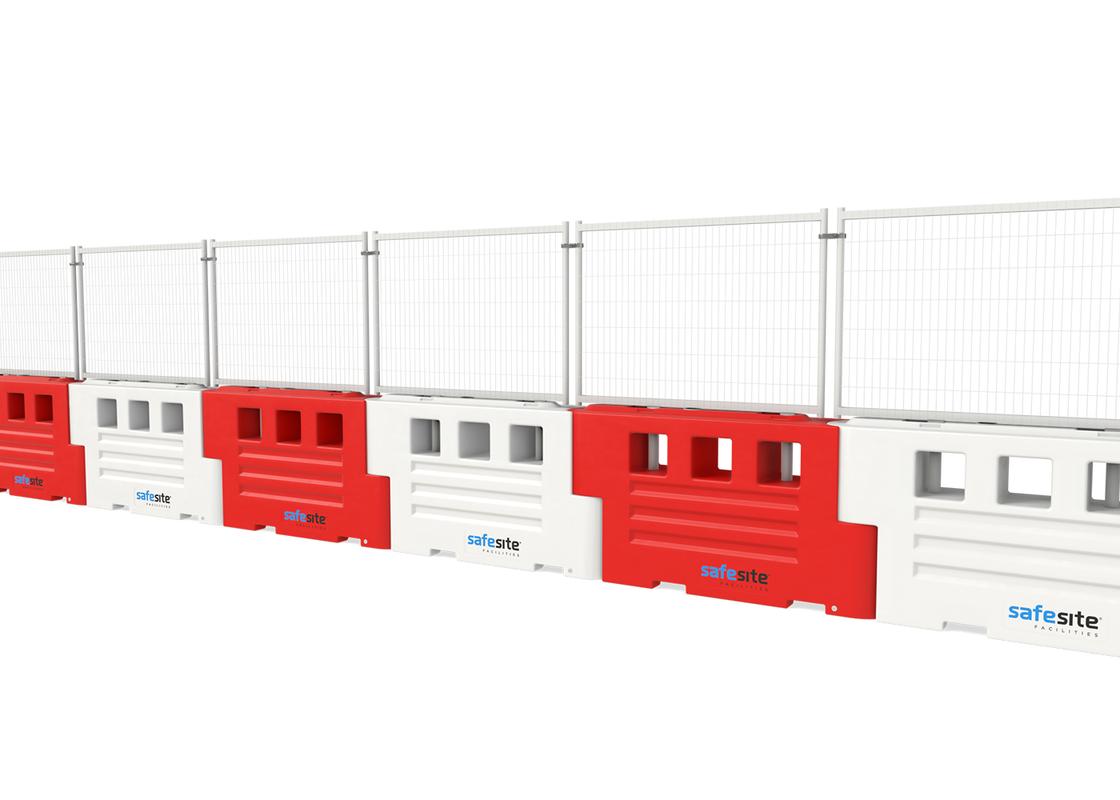 RB2000 barriers connected with mesh panels in a line