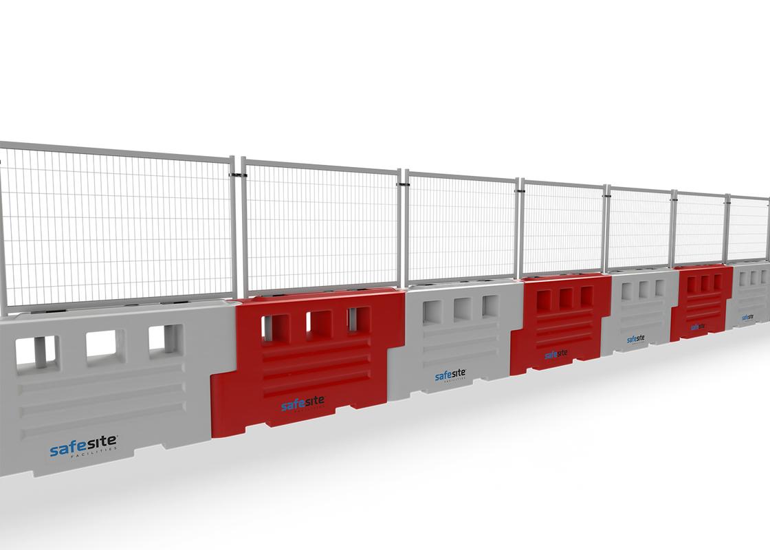 RB2000 barriers connected with mesh panels in a line