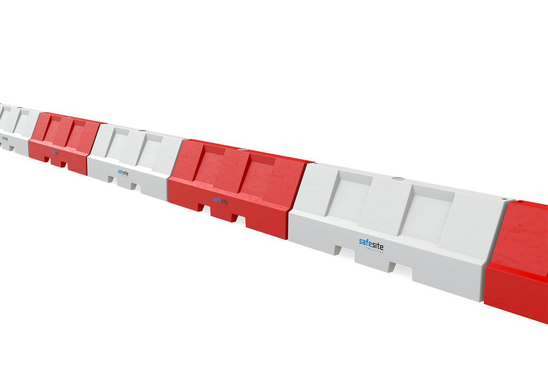 line of euro 2m red and white barriers connected