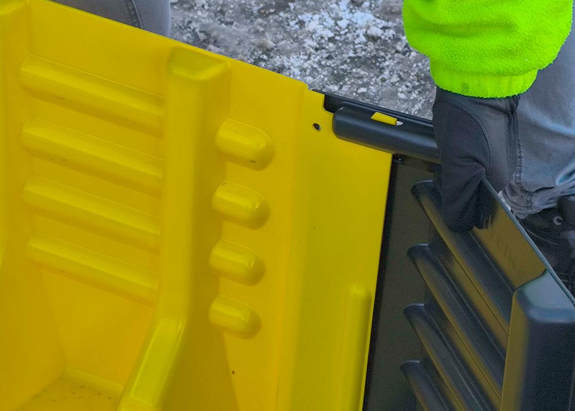 closeup of flood fence being connected