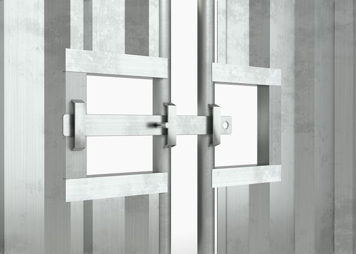 hoarding vehicle gate closeup of latch