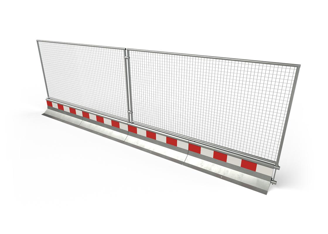 manta 3m wide fence panel attached to manta unpainted hi-vis barriers