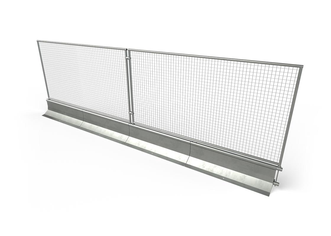 manta 3m wide fence panel attached to manta unpainted barriers