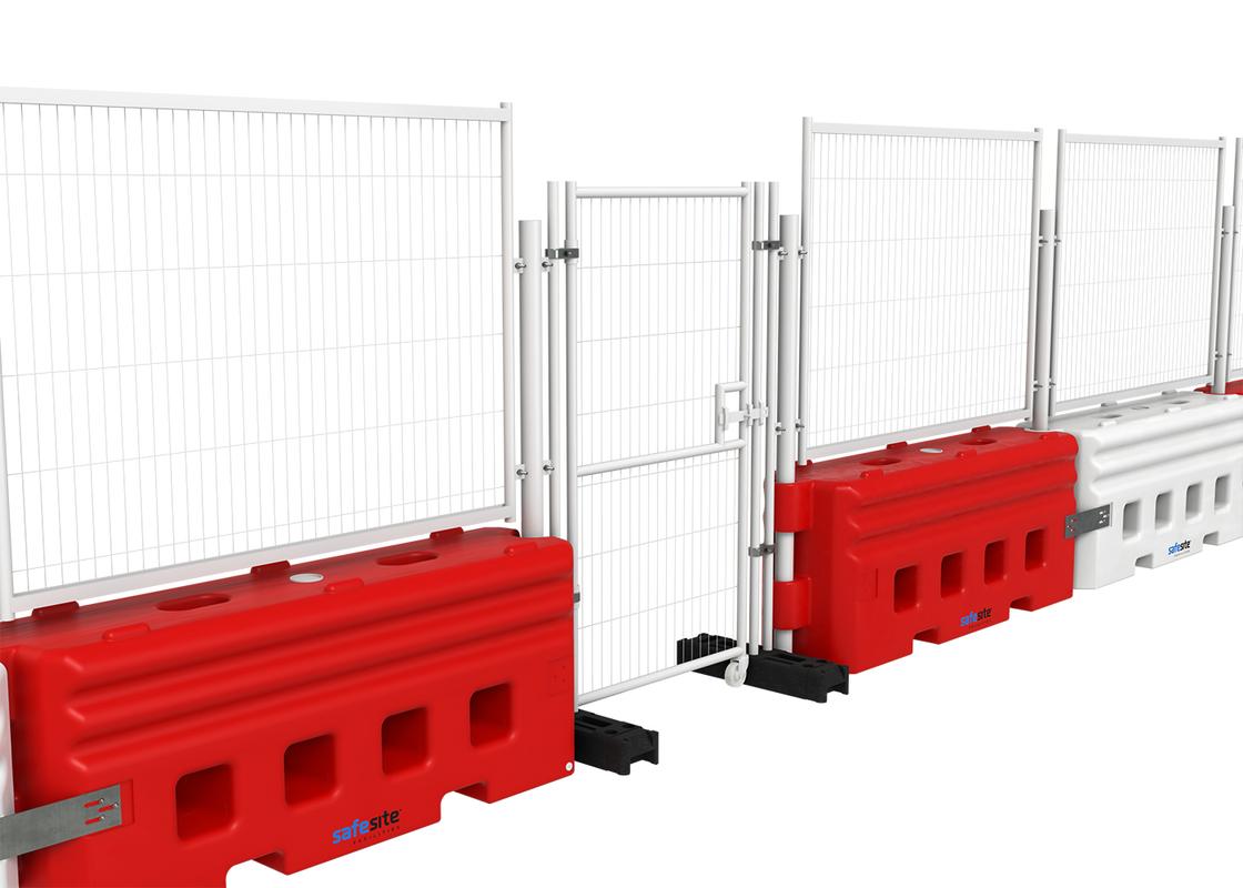 anti-climb pedestrian gate attached with RB22 water filled barrier system