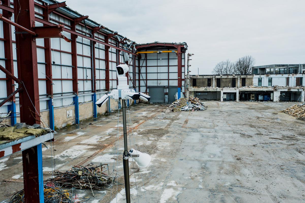 Construction site security with CCTV tower