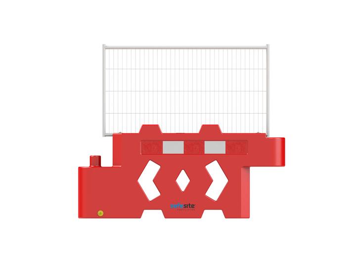 bison barrier with mesh panel attached - red