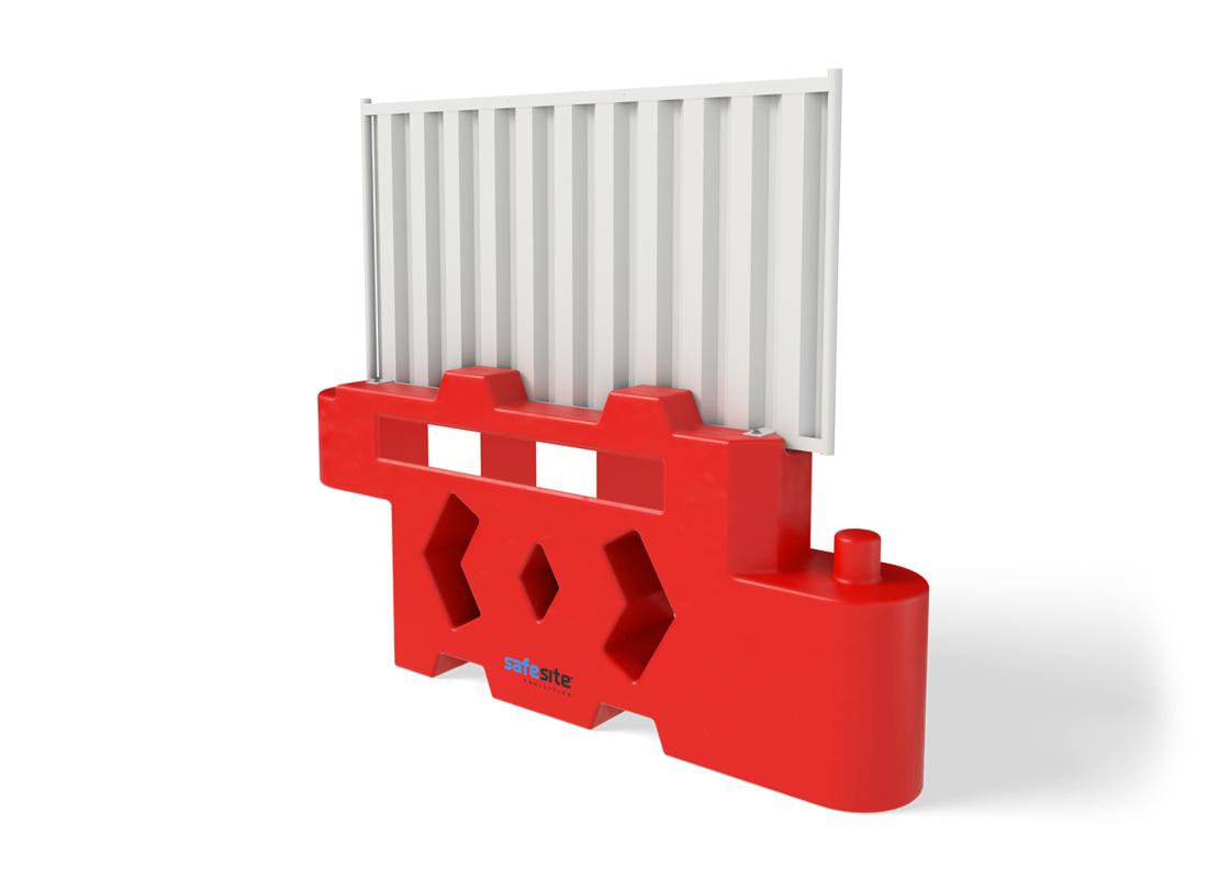 bison barrier with standard hoarding panel attached