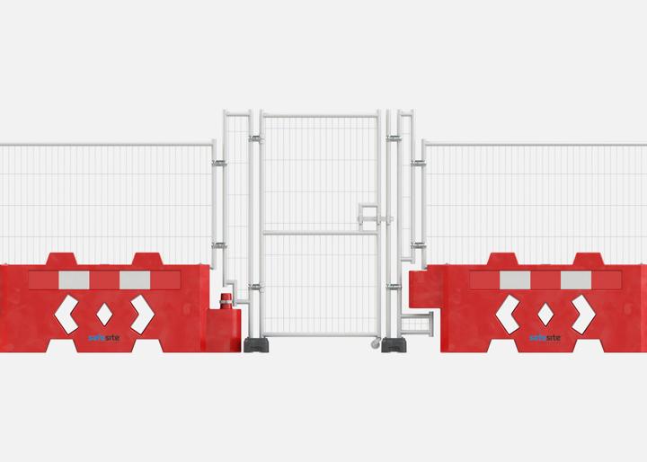 bison 800 barriers with standard mesh and pedestrian gate installed