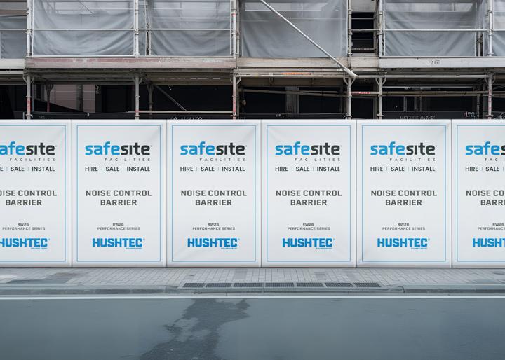 hushtec acoustic barrier 1.2m installed on construction site