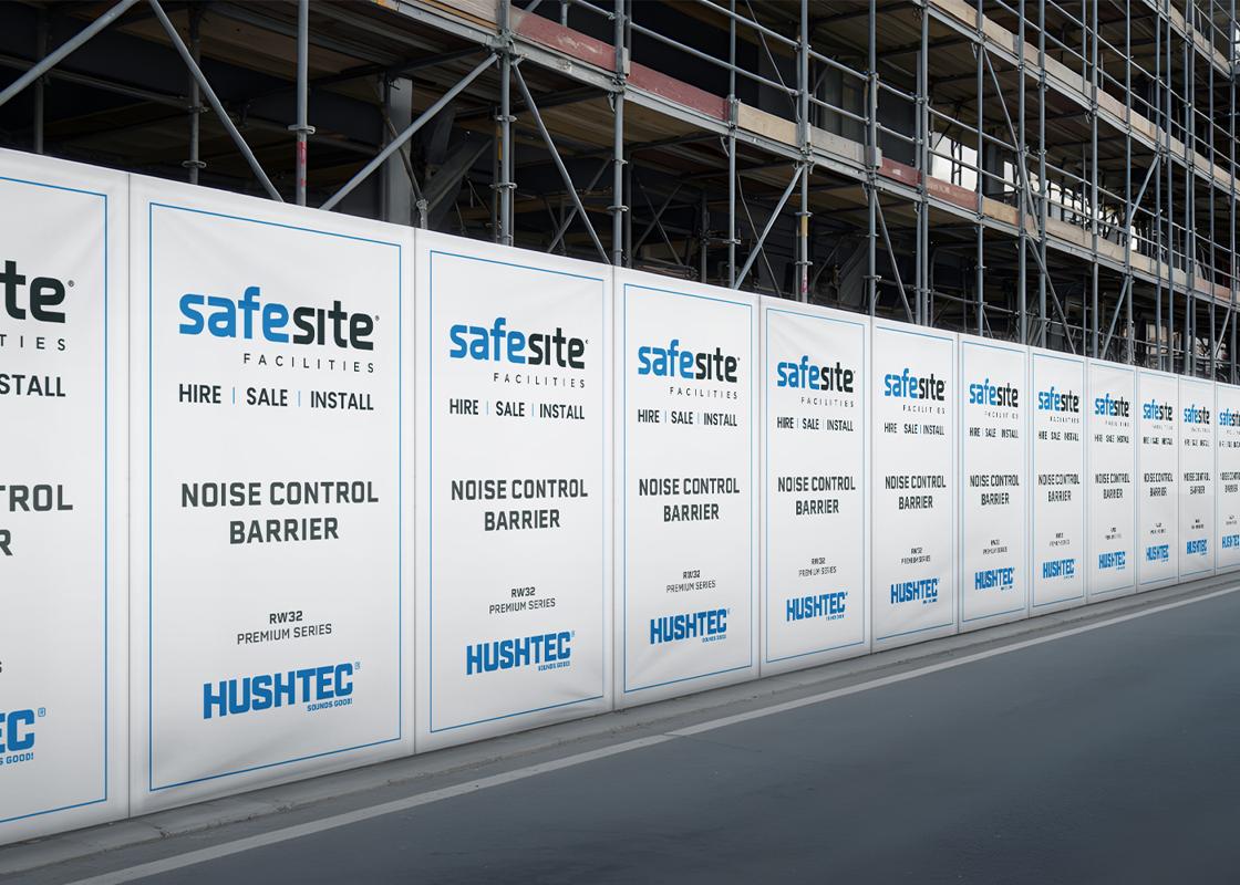 hushtec acoustic barrier 1.2m installed on construction site