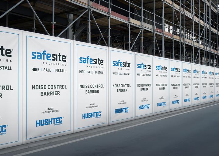 hushtec acoustic barrier 1.2m installed on construction site