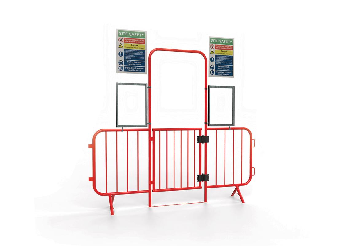 walkthrough barrier sign holder - slotting in signage