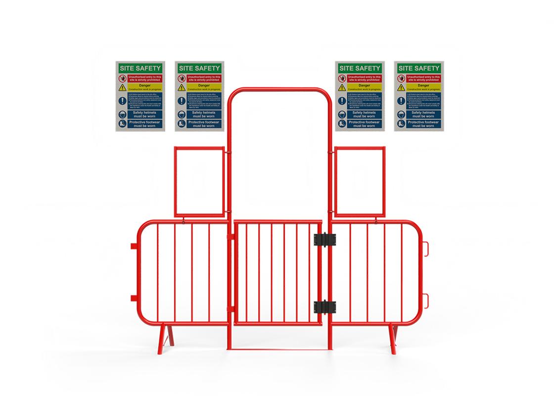 walkthrough barrier sign holder - slotting in signage