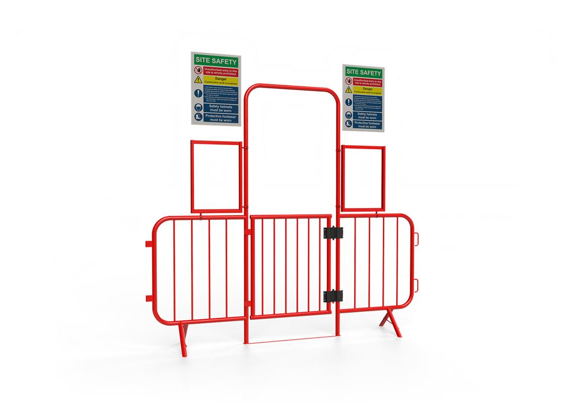 walkthrough barrier sign holder - slotting in signage