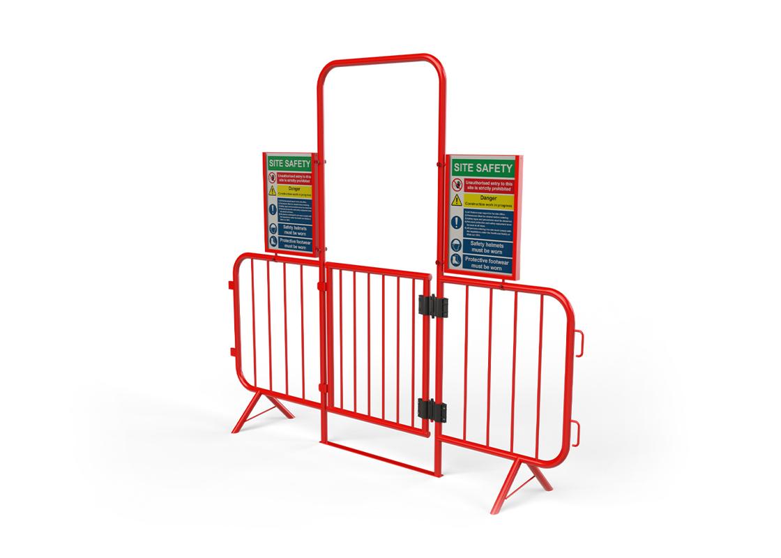 walkthrough barrier sign holder - 2 sign holders attached