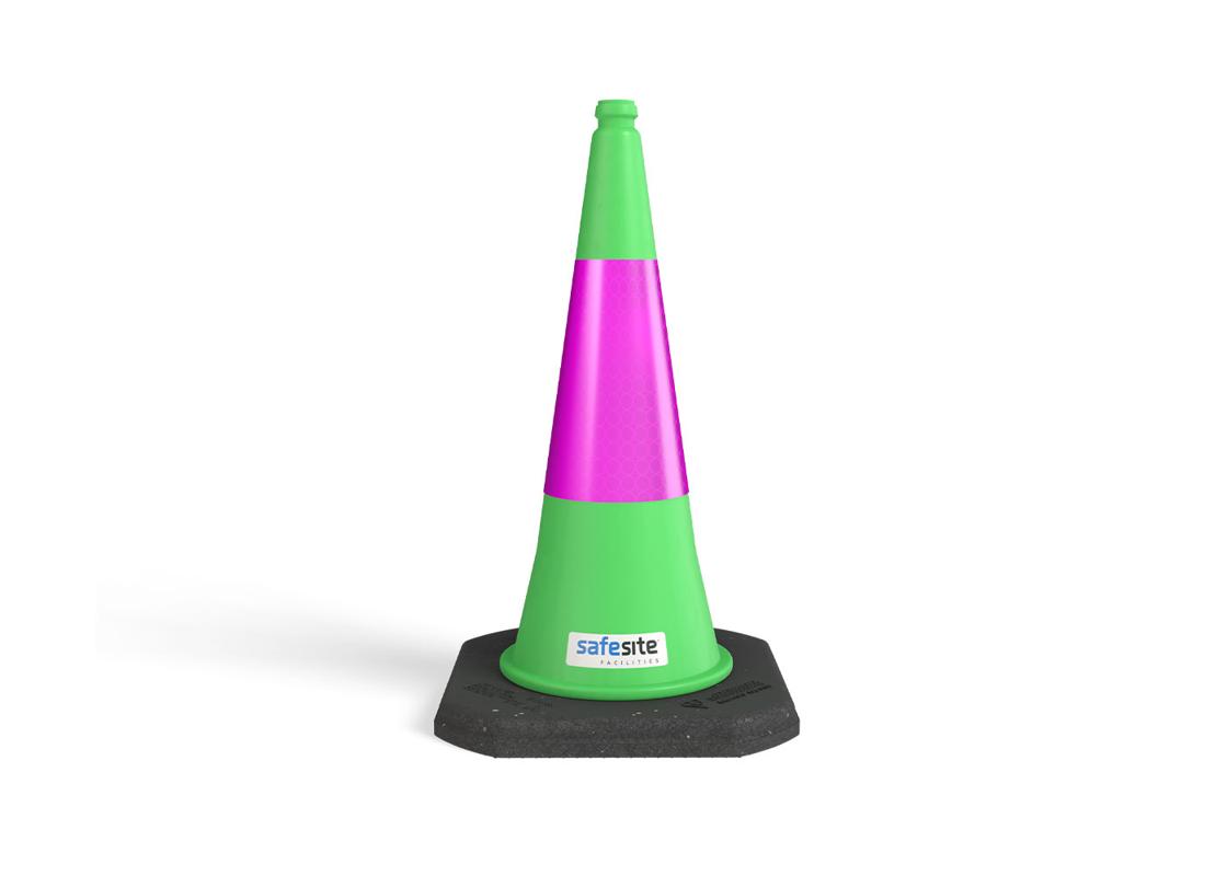 1000mm Green Traffic Cone with Magenta Sleeve