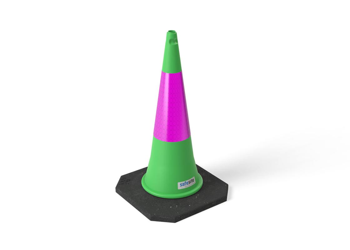 1000mm Green Traffic Cone with Magenta Sleeve