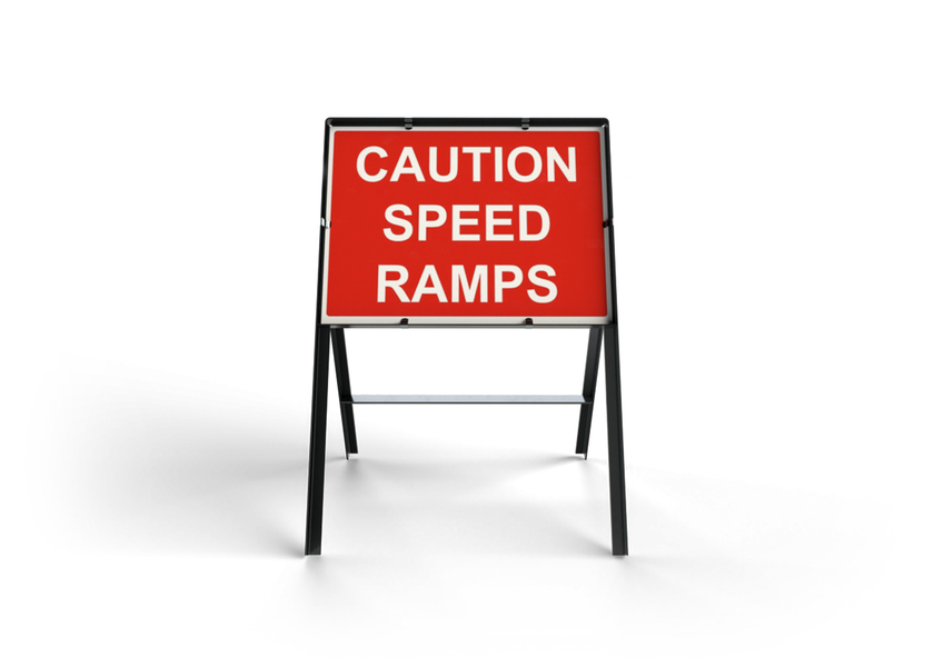 Caution Speed Ramps Construction Site Sign With Frame 600 x 450mm ...